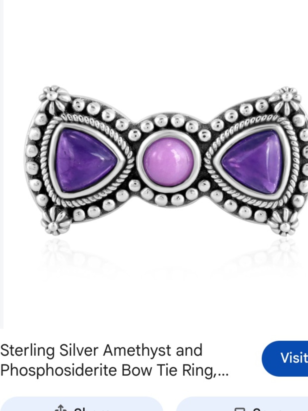 American West REAL Amythyst and Phosphidarite Sterling Silver Ring- NIB